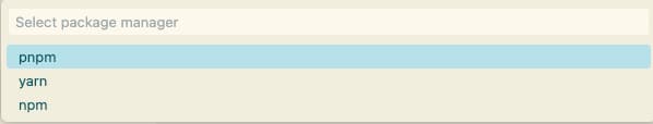 select package manager